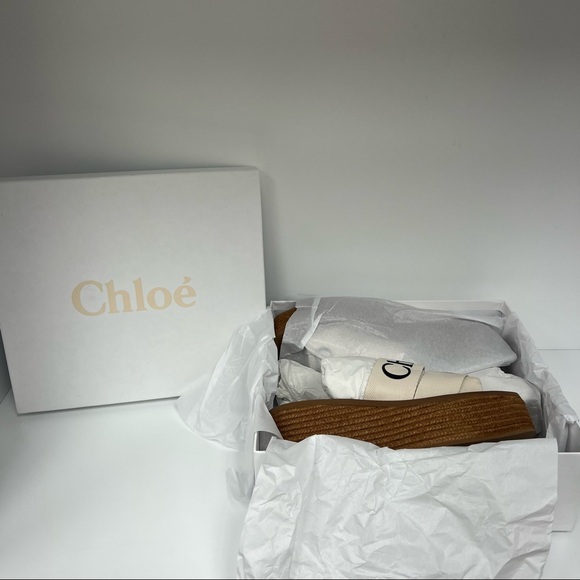 Chloé Woody Espadrille Platform Wedge Mules in White - Picture 7 of 7